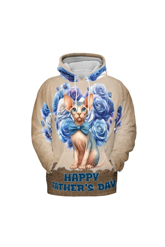 Sphynx Proud Dad Happy Father's Day All Over Print 3D Hoodie Unisex Merch Hoodies Cat Lover Kitten Owner Gifts Idea - 02008
