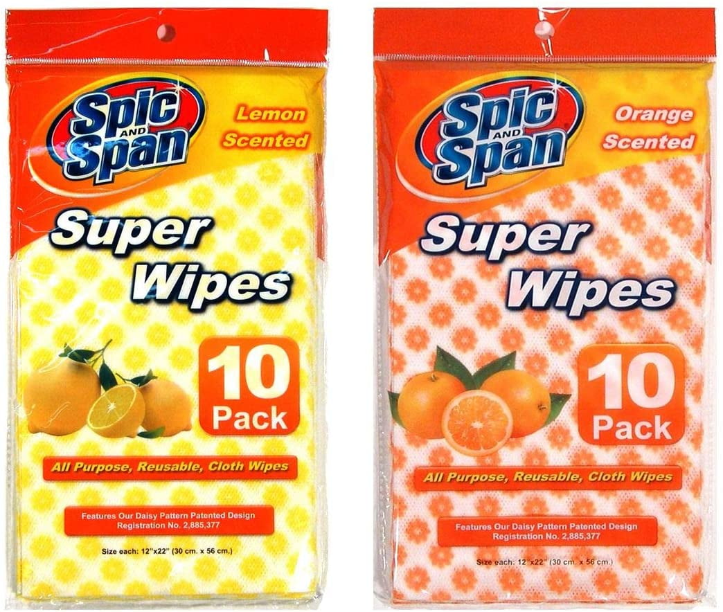 Spic And Span All Purpose Reusable Super Cloth Wipes, Orange