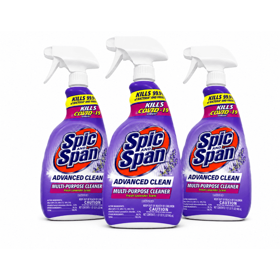 Spic & Span Advanced Clean Multi-Purpose Cleaner Spray, Lavender Scent, 32 fl oz 3 Pack
