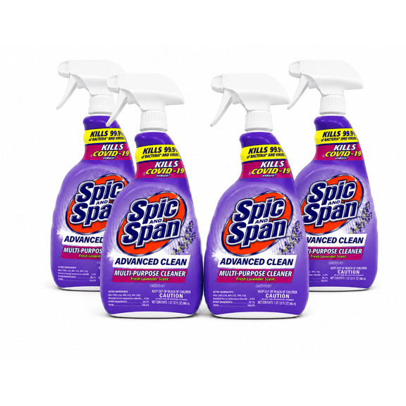 Spic & Span Advanced Clean Multi-Purpose Cleaner Spray, Lavender Scent, 32 fl oz 4 Pack