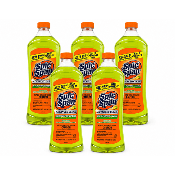 Spic and Span Multi-Surface & Floor Cleaner, Citrus Scent, 34 fl oz 5 Pack