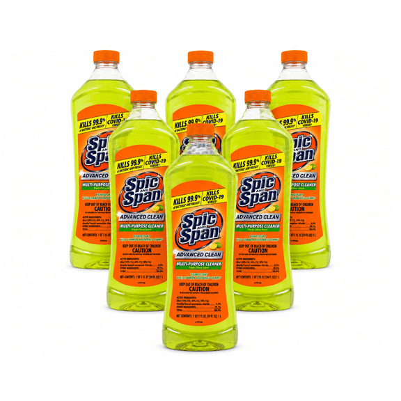 Spic and Span Multi-Surface & Floor Cleaner, Citrus Scent, 34 fl oz 6 Pack