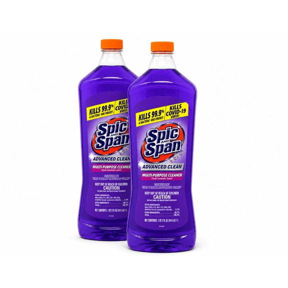 Spic and Span Multi-Surface and Floor Cleaner, Lavender Scent, 34 fl oz 2 Pack
