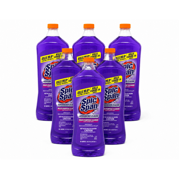 Spic and Span Multi-Surface and Floor Cleaner, Lavender Scent, 34 fl oz 6 Pack