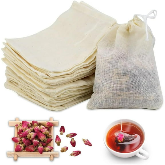 Spice Bags for Cooking,Reusable Tea Bags,Cheesecloth Cold Brew Coffee Bags,Sachet Drawstring Packing Bags,Muslin Bags for Tea,Filtering Soya Milk,Coffee,Herbs,36 Pcs 3*4 inch,Topboutique