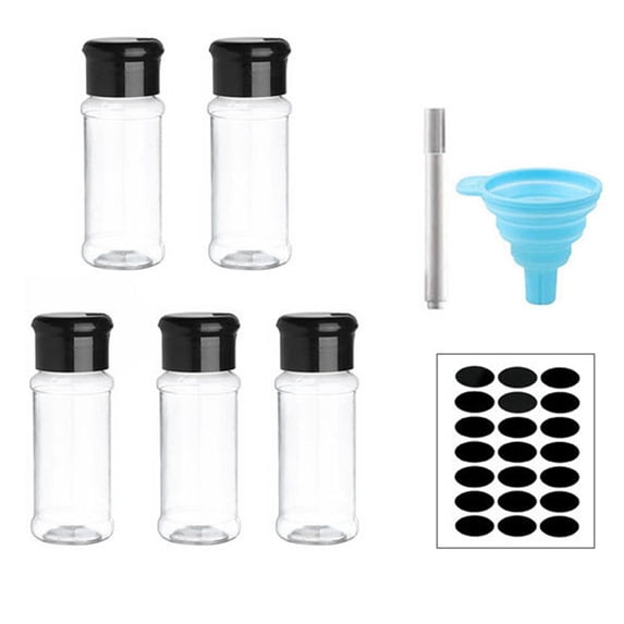 Spice Bottle Set for Spices Salt and Pepper Seasoning Bottle Spice Organizer Condiment Storage Jar Set 5pcs