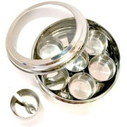 Spice Box Stainless Steel Spice Dabba Indian Masala Dabba 7 Spice Containers Clear Lid Indian Airtight Spice Storage Organizer Rack Masala Dabba for Chefs and KitchenS301