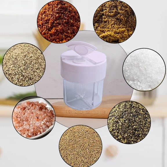 Spice Container with 4 Compartments Clear Seasoning Jar with Lid for Salt Pepper Herbs Storage Kitchen Organizer Portable Spice Box for Home Cooking Travel Use