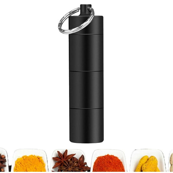 Spice Container, Mini Aluminum Spice Dispensers Set, Portable Travel Containers with Key Ring, Leakproof Salt & Pepper Pots Spice Storage for Outdoor Camping & Kitchen