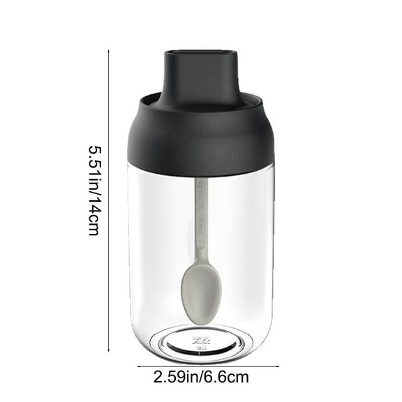 Spice Containers with Spoon,Kitchen Clear Spice Jars,Seasonning Box,Condiment Jars with Lids and Spoons,Integrated Seasoning Jar Kitchen Seasoning Jar Set Glass Seasoning Bottle Sealed Seasoning Box