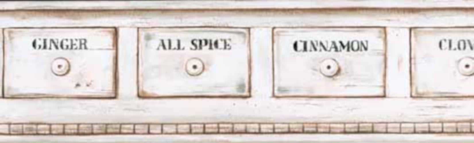 Spice Drawer Off-White Wallpaper Border - York Wallcoverings