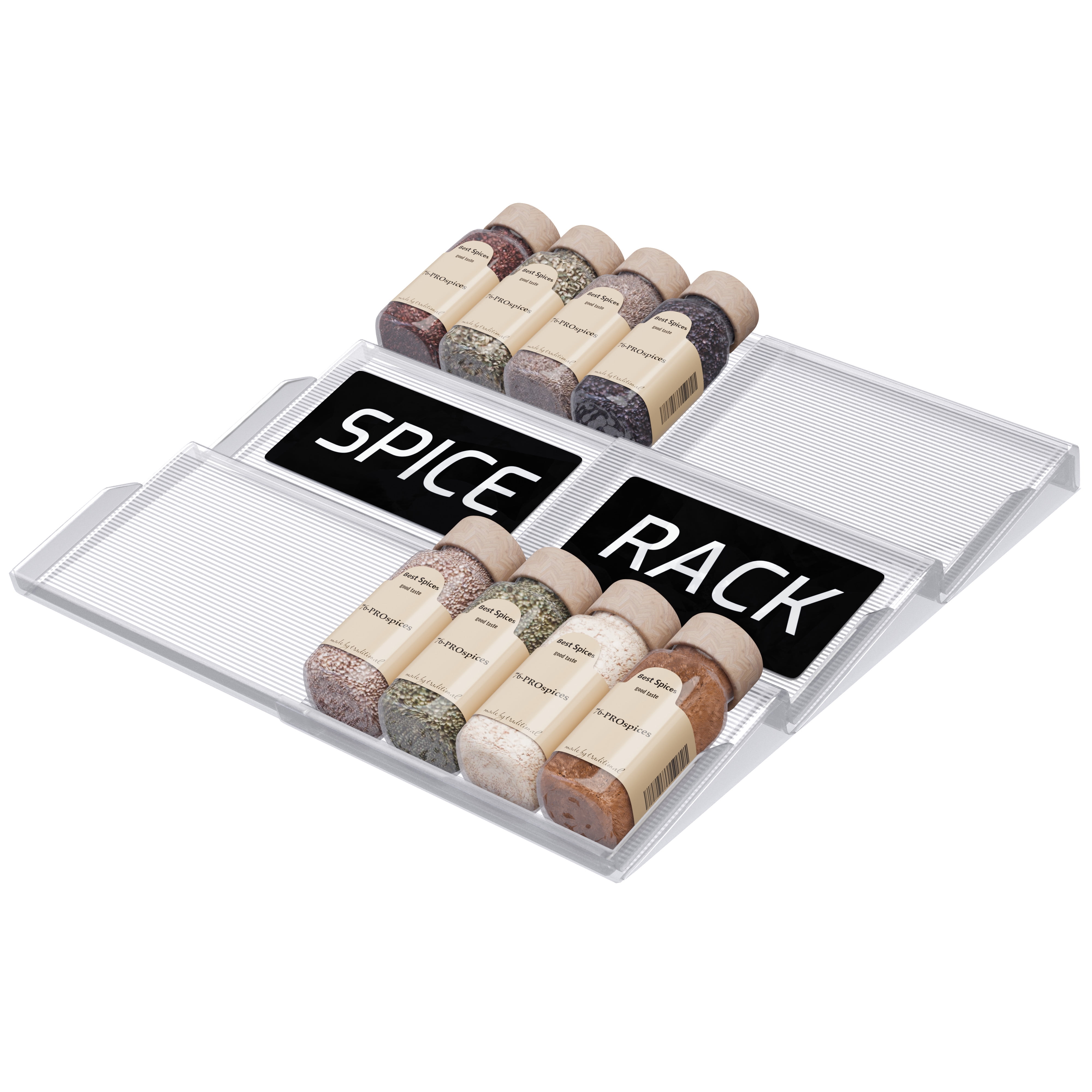 Spice Drawer Organizer – 3 Large Tiers, Anti-Slip Grips, Narrow to