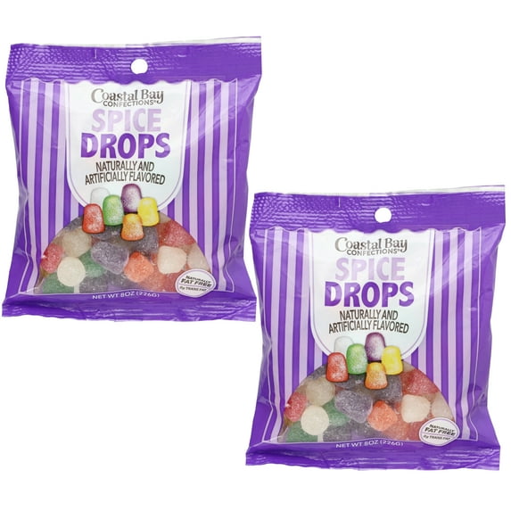 Spice Drops 8 oz Fat Free Gummy Candy for Home Kitchen Christmas Holiday Birthday Party Favor Treats Candies Stocking Stuffer Goodie Bag Basket Bowl Filler Sweet Snack Gummies Gift Supplies - 2 count