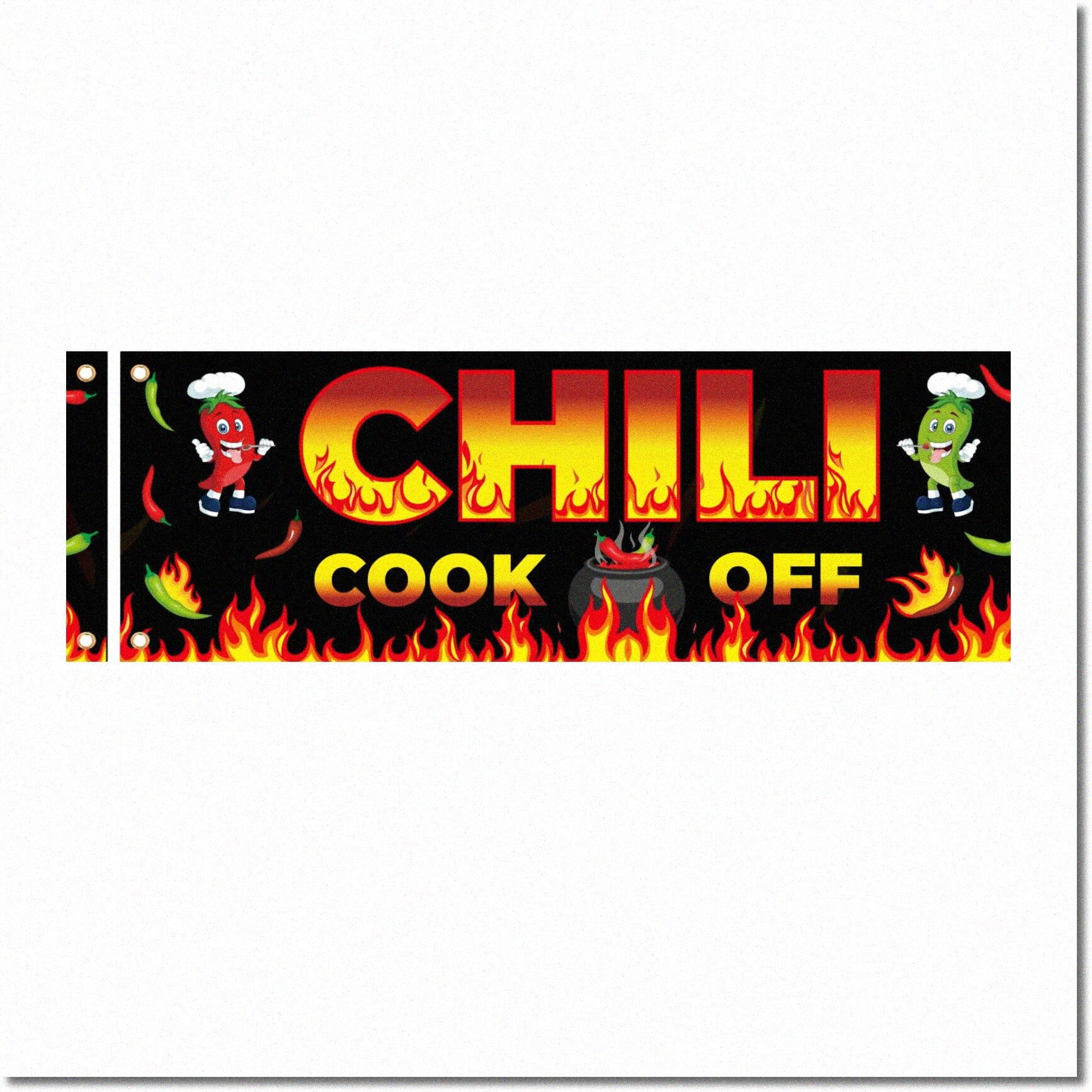 Spice Fiesta: Chili Cook-Off Extravaganza! 41x24" Fabric Contest Banner, Supplies & Decorations for Mexican Fiesta Chili Cooking Party. 105x60cm.