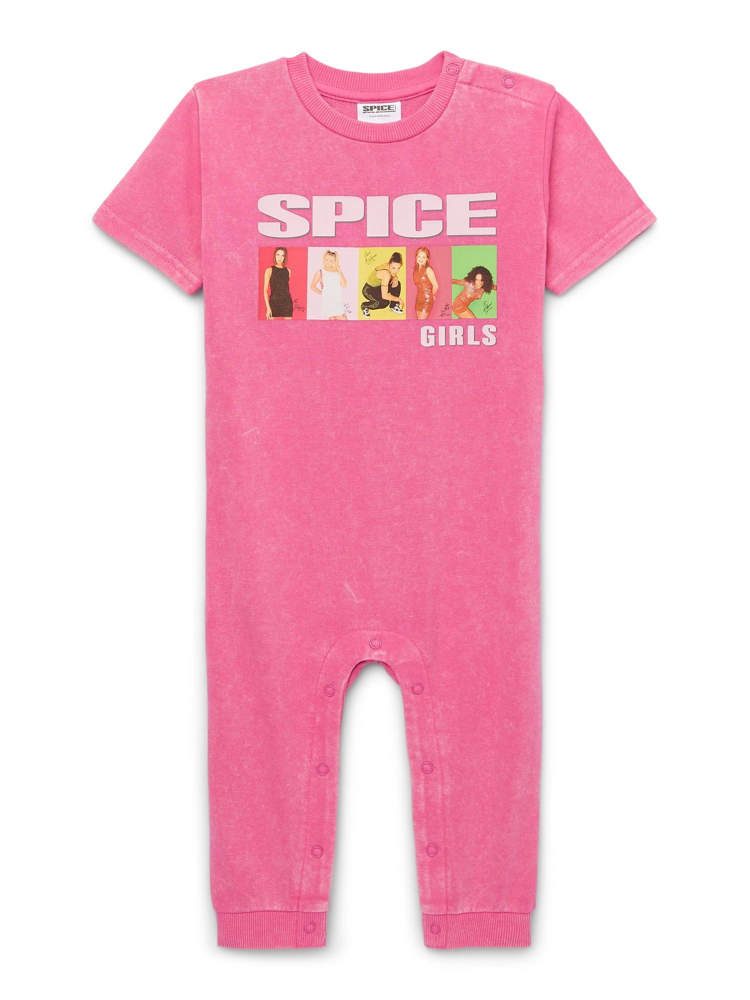 Spice Girls Baby Girls Graphic Mineral Washed Romper, Sizes 0/3 Months-24 Months