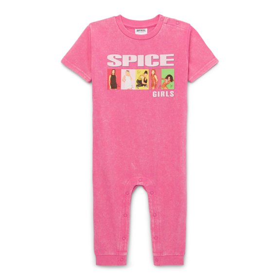 Spice Girls Baby Girls Graphic Mineral Washed Romper, Sizes 0/3 Months-24 Months