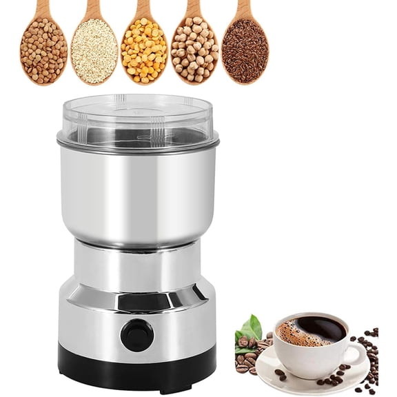 Spice Grinder, 150W Powerful Electric Coffee Bean Grinder with 4 Blades, 300ml Multi Function Mini Dry Grain Mill for Grain Nuts Seasoning Coffee Beans Spices