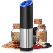 Spice Grinder Electric 1 Pc, Salt Pepper Automatic Gravity Mill, Black & Silver by Mata1