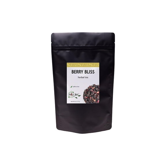 The Spice Hut - Berry Bliss Herbal Tea, Loose Leaf Tea, 100% Caffeine-Free - Immune Boost Cold Care Tea - Juice Alternative for Kids,, Hot & Iced, Makes 80-100 CUPS - 8oz Resealable Airtight Pouch