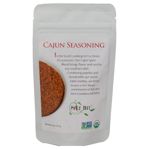 The Spice Hut - Cajun Seasoning - Organic, Salt-Free Seasoning - Louisiana Spice Blend for Cooking Flavorful Southern Food, Vegan, Gluten-Free, Keto -NO MSG- 2oz Resealable Pouch