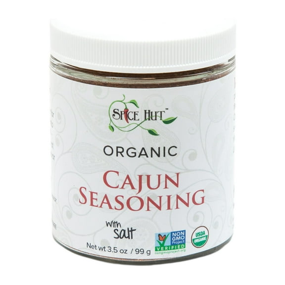 Spice Hut - Cajun Seasoning, Organic, with Salt, - Vegan, Gluten-Free - 4oz Glass Jar