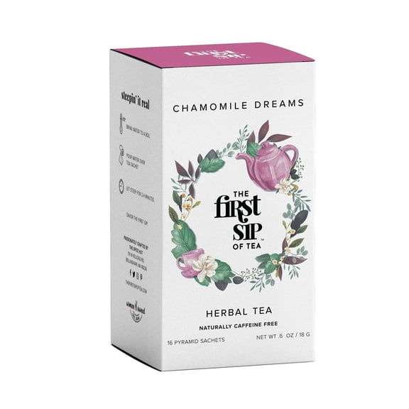 Spice Hut - Chamomile Dreams Herbal Tea, 100% Caffeine Free - Chamomile, Mint, Lemon Grass - Calming Streen Relief Evening Tea, Perfect Study Tea - 16 Eco-Friendly Tea Bags