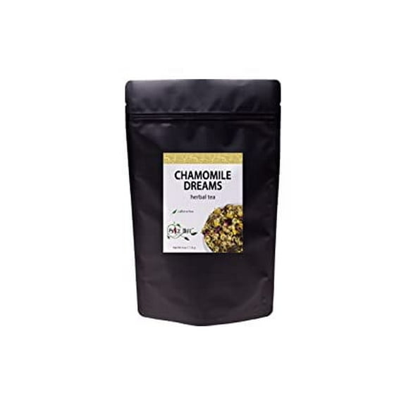 The Spice Hut - Chamomile Dreams Herbal Tea, Loose Leaf Tea, 100% Caffeine-Free - Chamomile, Mint, Lemongrass - Relaxing Evening Tea, Makes 80-100 CUPS - 4oz Resealable Airtight Pouch