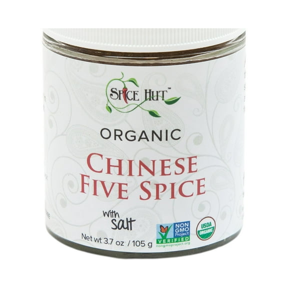 Spice Hut - Chinese 5 Spice Powder, Organic, with Salt - Vegan, Gluten-Free - 3.7oz Glass Jar