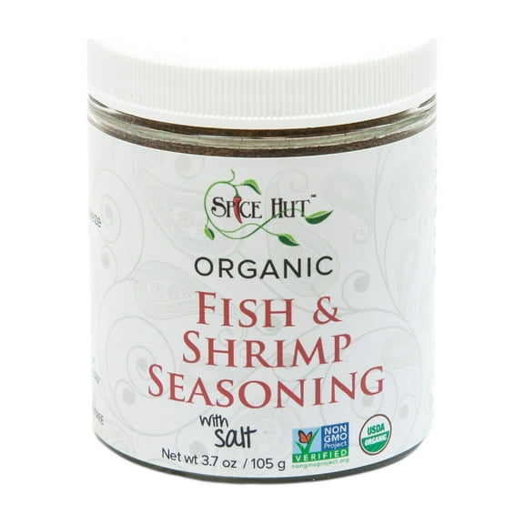Spice Hut - Fish & Shrimp Seafood Seasoning, Organic, with Salt, - Vegan, Gluten-Free - 4oz Glass Jar