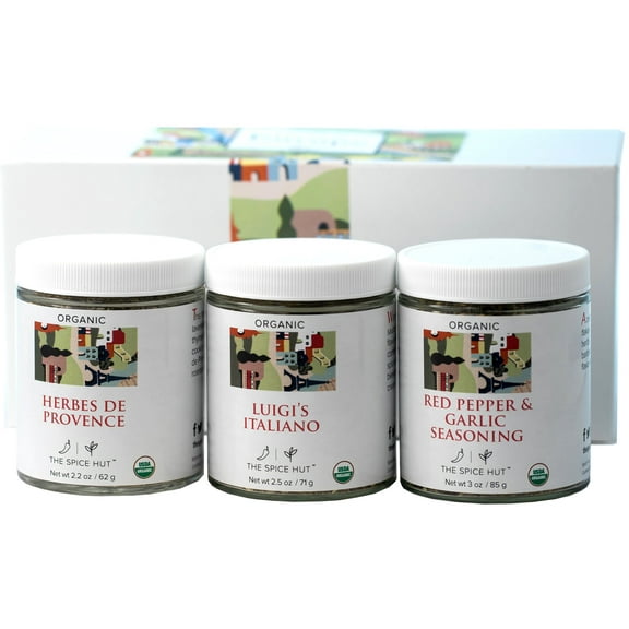 Spice Hut - Herb & Spice Seasoning Gift Set -3 Flavors of Europe, with Salt, Vegan, Gluten-Free - 4oz Glass Jar