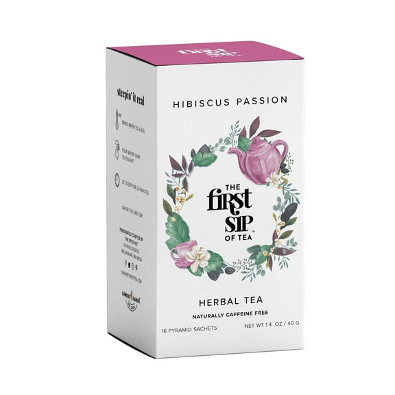 Spice Hut - Hibiscus Passion Herbal Tea, Lemongrass & Orange, Caffeine-Free - 16 Tea Bags