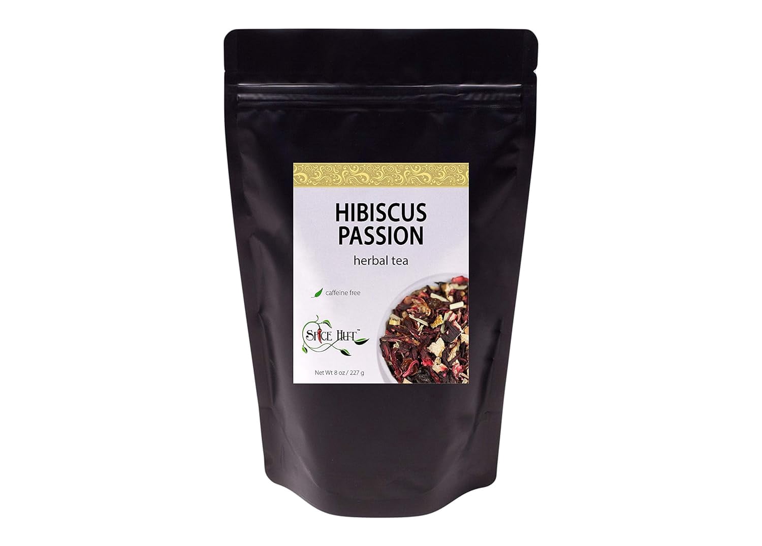 The Spice Hut - Hibiscus Passion Herbal Tea, Loose Leaf Tea, 100% Caffeine-Free - Immune Support Cold Care Tea, Hot & Iced, Makes 80-100 CUPS - 8oz Resealable Airtight Pouch