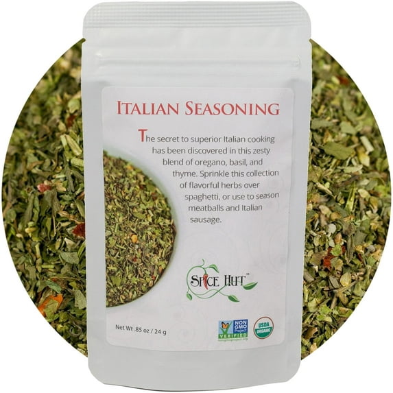 The Spice Hut - Italian Herb Seasoning Mix - Organic, Salt-Free Seasoning - Mediterranean Herbs for Pasta, Pizza, Sauces, Vegan, Gluten-Free, Keto -NO MSG- 2oz Resealable Pouch