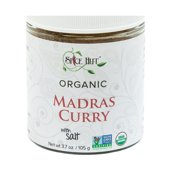 Spice Hut - Madras Curry Powder, Organic, with Salt, - Vegan, Gluten-Free - 4oz Glass Jar