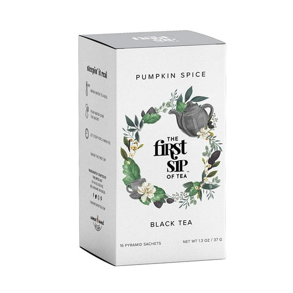 Spice Hut Pumpkin Spice Holiday Tea, Caffeinated Black Tea with Pumpkin and Cinnamon, 16 Tea Bags