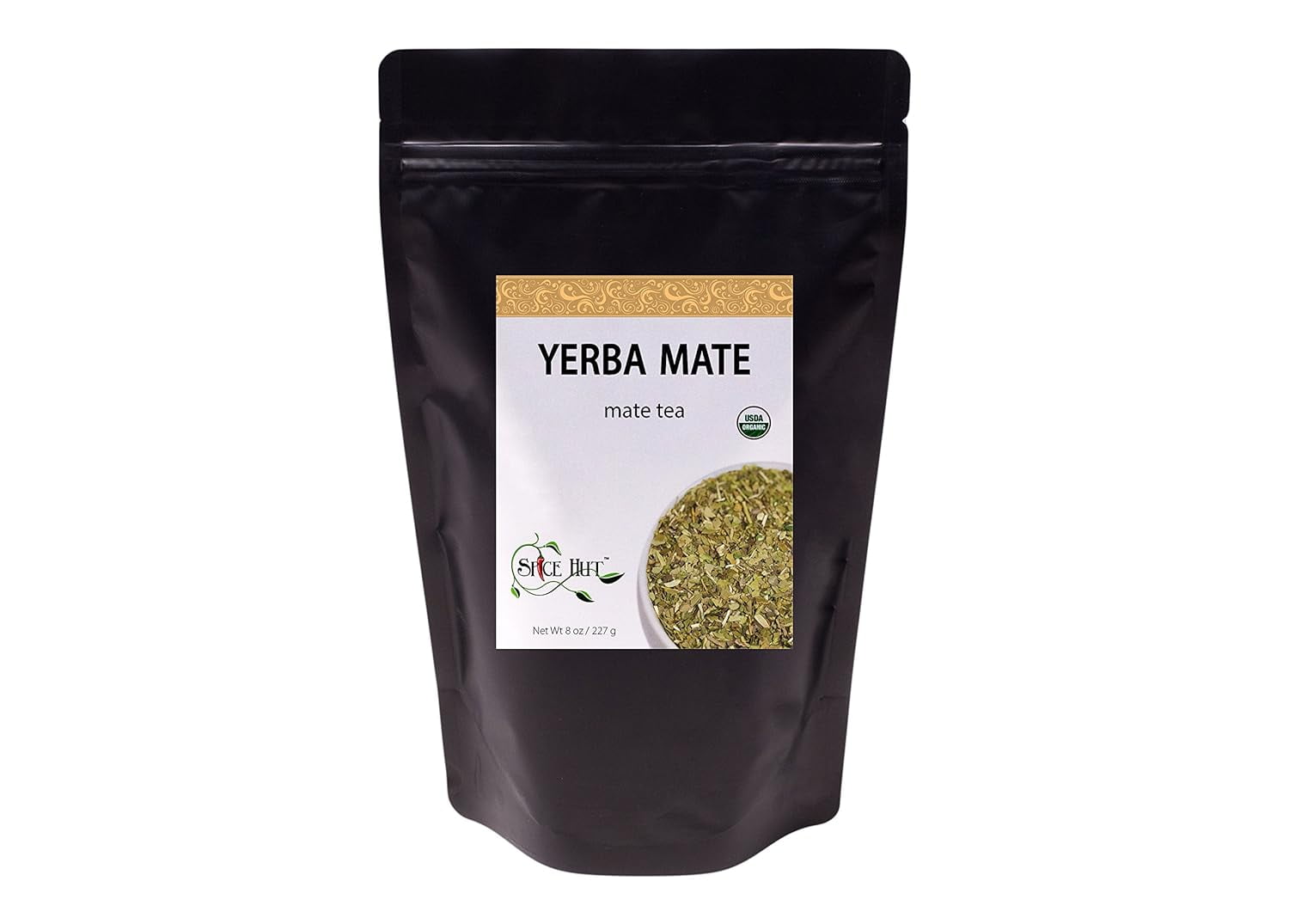 The Spice Hut - Pure Yerba Mate Tea, High Caffeine - Energizing & Focus, South American Tea, Hot & Iced, Makes 80-100 CUPS - 8oz Resealable Airtight Pouch