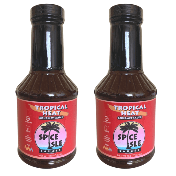 Spice Isle Sauces Tropical Heat Gourmet Sauce 2-pack, Spicy Caribbean BBQ Sauce with Tamarind, 2-18.5 oz.