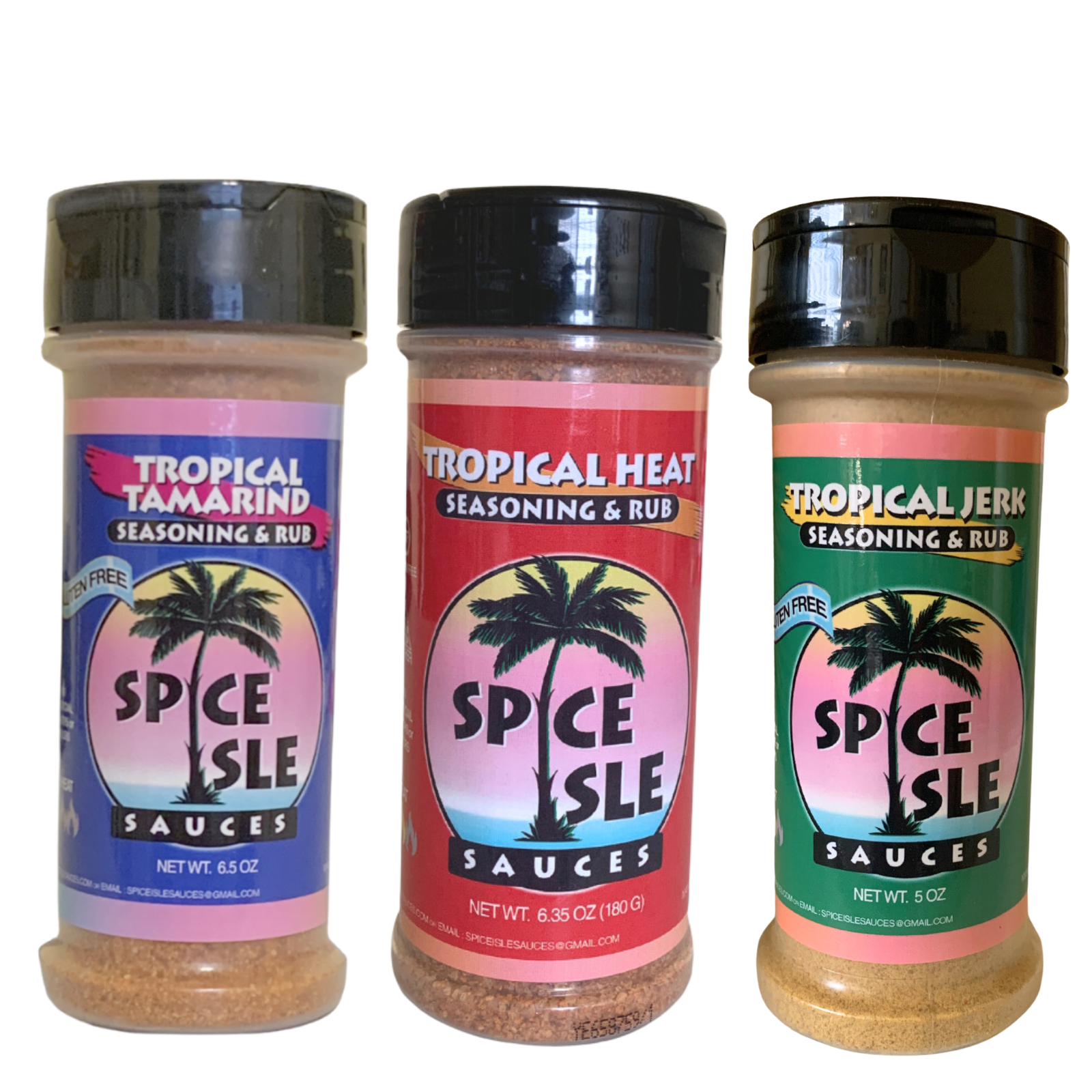 Spice Isle Sauces Tropical Seasoning/Rub 3-Pack, Mild and Spicy Caribbean Blends, 6 oz. Each