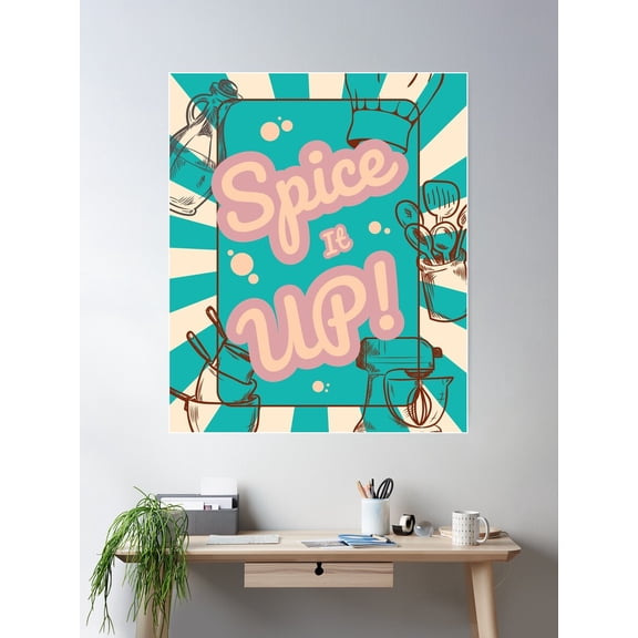 Spice It Up - Cyan Poster Wall Art, Modern Wall Decor For Living Room Bedroom, 24x36 UNFRAMED