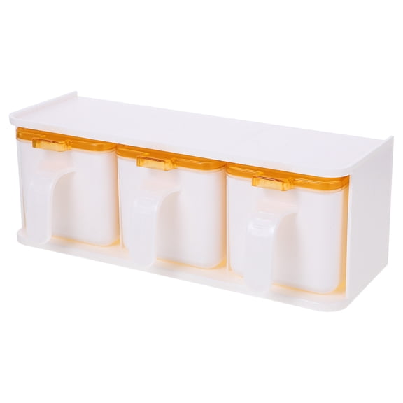 Spice Jars Wall Mounted Seasoning Box 3 Grid Containers Divided Kitchen Orginization Home Accents Decor Abs White