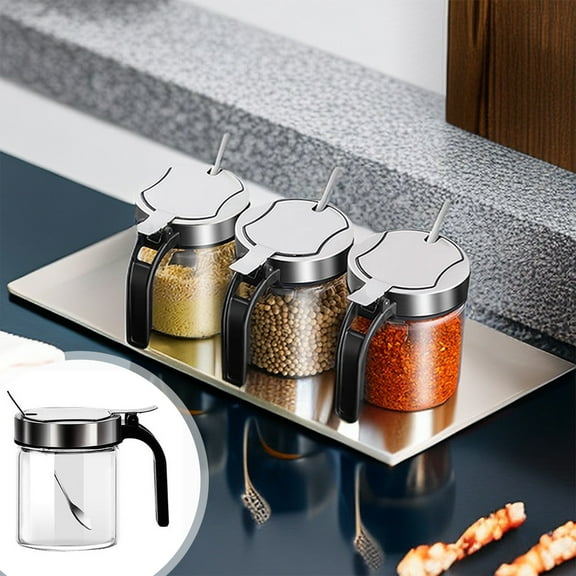 Spice Jars, Xshuai Clear Glass Kitchen Organizer Spice Bottles, Compact Size with Sealing Ring Keep Spices Dry Easy to Clean