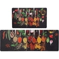 thumbnail image 1 of Spice Kitchen Rugs Sets of 2, Anti-Fatigue Black Kitchen Mats for Floor Non-Slip Spicy Art Waterproof Kitchen Mat Washable for Kitchen Laundry 17.3x29.5+17.3x47.2 Inch, 1 of 6
