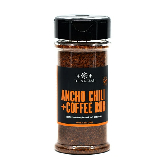 The Spice Lab Ancho Chili Powder and Coffee Rub - Seasoning Blend - Award Winning Sweet Heat with a Hint of Coffee - 6.1 oz. - Shaker Jar - All Natural - Kosher & Gluten Free - 7017