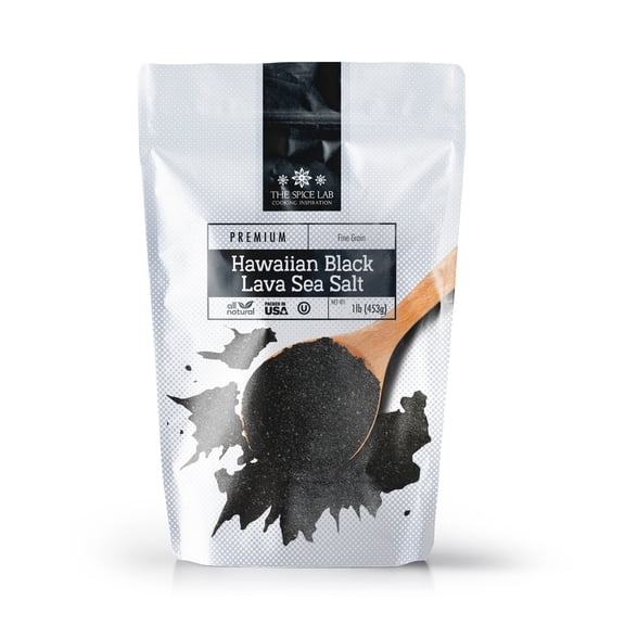 The Spice Lab Authentic Hawaiian Black Lava Sea Salt (Fine Grain) - 1 Pound - Kosher - Excellent Halloween Margarita Salt - 4061