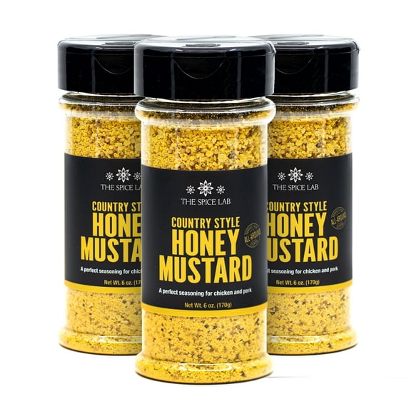The Spice Lab Country Style Honey Mustard Seasoning Rub - Spice Shaker Jar 6 oz (3 Pack) - Excellent BBQ Rub or Chicken Seasoning - Gluten Free All Natural Dry Mustard Powder Blend - 7004