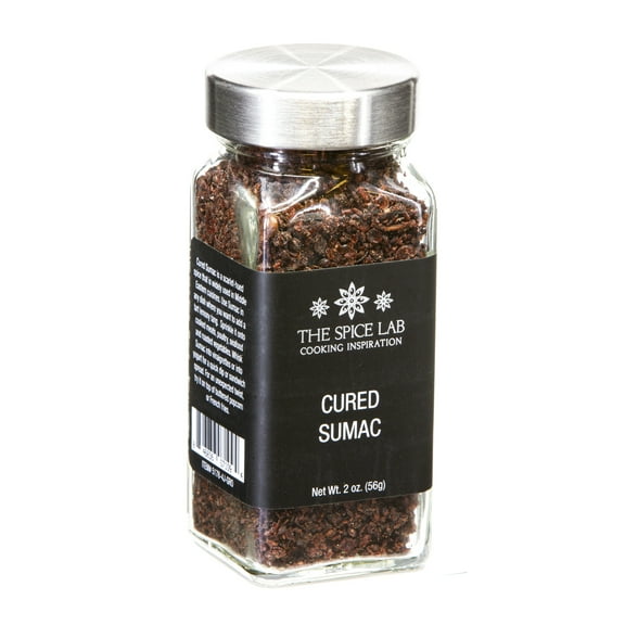The Spice Lab Cured Sumac Spice - Gluten Free Mediterranean Seasoning for Zaatar Spice - 2 oz French Jar - Clean Label Vegan & Keto Seasoning for Chicken & Roast Vegetables - Non GMO & Kosher - 5178