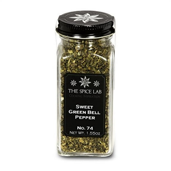 The Spice Lab Green Bell Pepper - Sweet Dehydrated Green Bell Pepper Flakes - French Jar - Kosher Vegan Seasoning - Great for Pizza Seasoning or Taco Seasoning - 5074