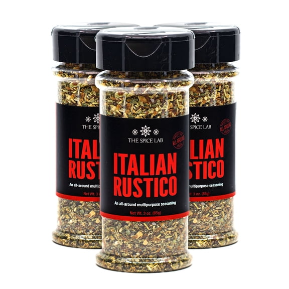 The Spice Lab Italian Rustico Seasoning  Gluten Free & Non-GMO - Tuscan Pasta Sauce and Pizza Seasoning  2.8 oz Shaker Jar 3 Pack - All Natural Kosher Italian Rub for Poultry, Beef & More - 7093