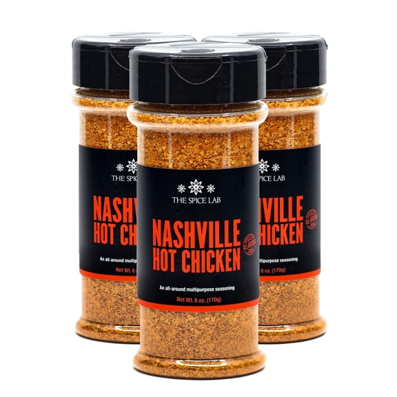 The Spice Lab Nashville Hot Chicken Seasoning - All Purpose Spicy Dry Rub for Fried Chicken, Pork Chops, Vegan Chicken & More - Gluten Free & Kosher Southern Flavor 6.5 oz Shaker 3 Pack 7106