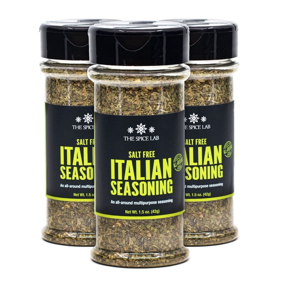 The Spice Lab Salt Free Italian Seasoning - Gluten Free Bread Dipping Seasoning Shaker Jar 3-Pack - Sodium Free Italian Spices for Pizza Sauce, Pasta & More - Kosher & Non GMO Seasoning 5025